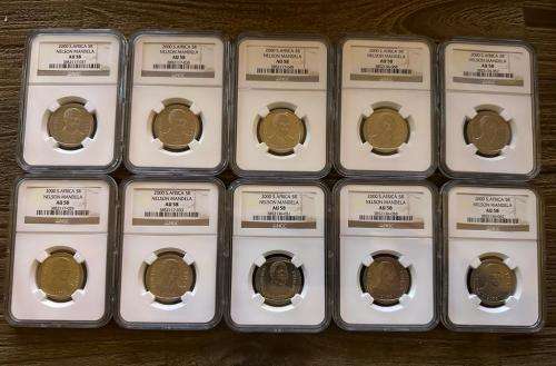 *** MANDELA BIRTHDAY SALE *** Smiley 2000 R5 - AU58 *** 10 available, bid per coin