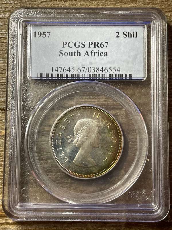 1957 * 2 Shilling * PF67 * matches highest grade at Ngc