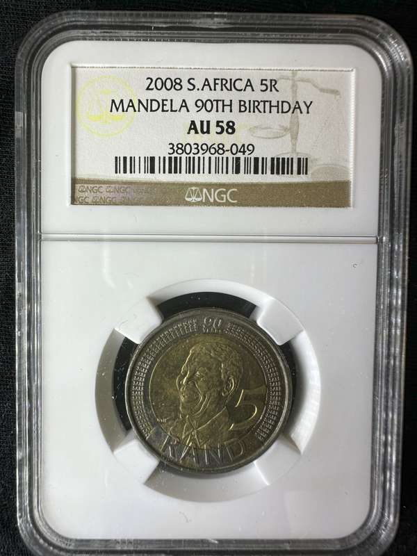2008***Mandela birthday***AU58***buy your coins graded