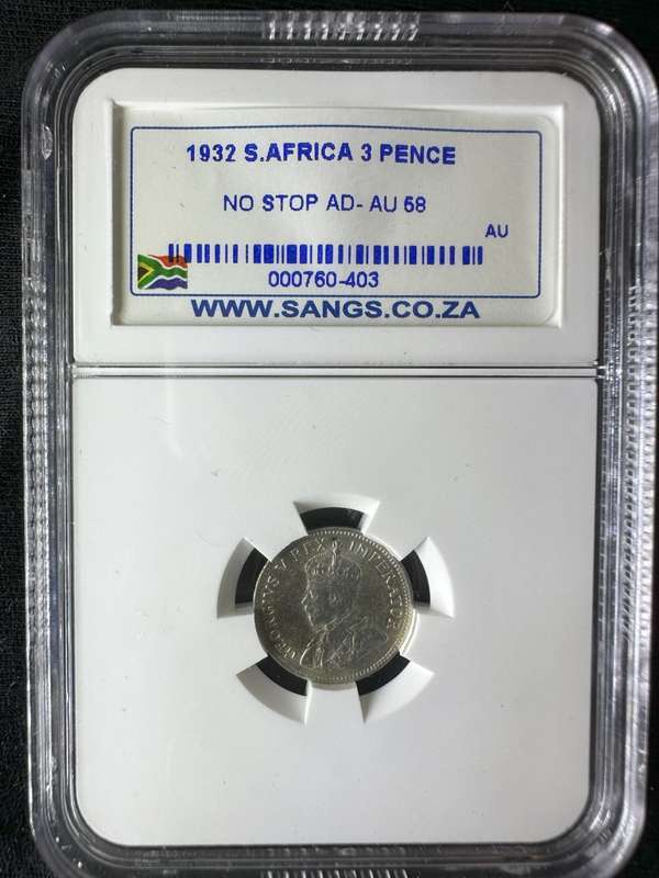 1932***3 pence***AU58***no stop AD
