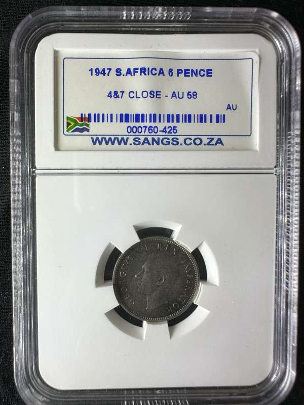 1947***6 pence***AU58***4&7 close