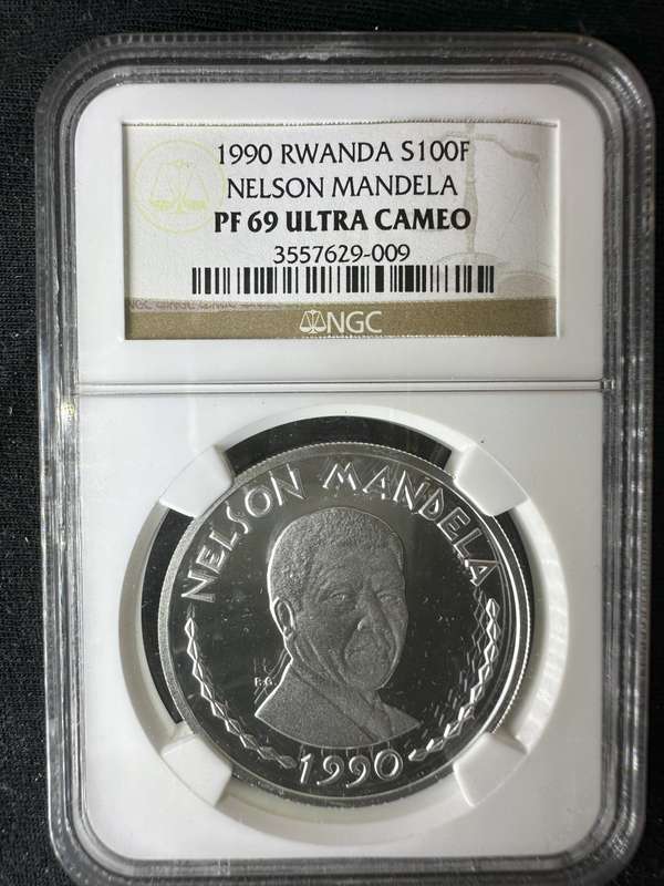 1990***Rwanda S100F Mandela***PF69 ultra cameo***hard to find