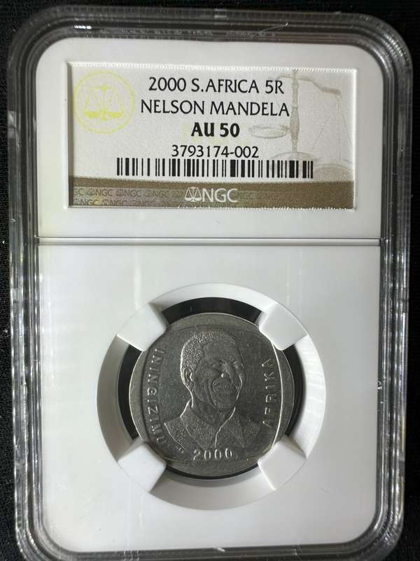 2000***Mandela Smiley***AU50***buy your coins graded