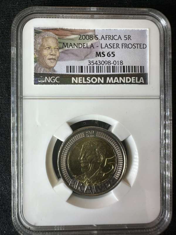 2008 Mandela Birthday Laser Frosted MS65 Graded Coin