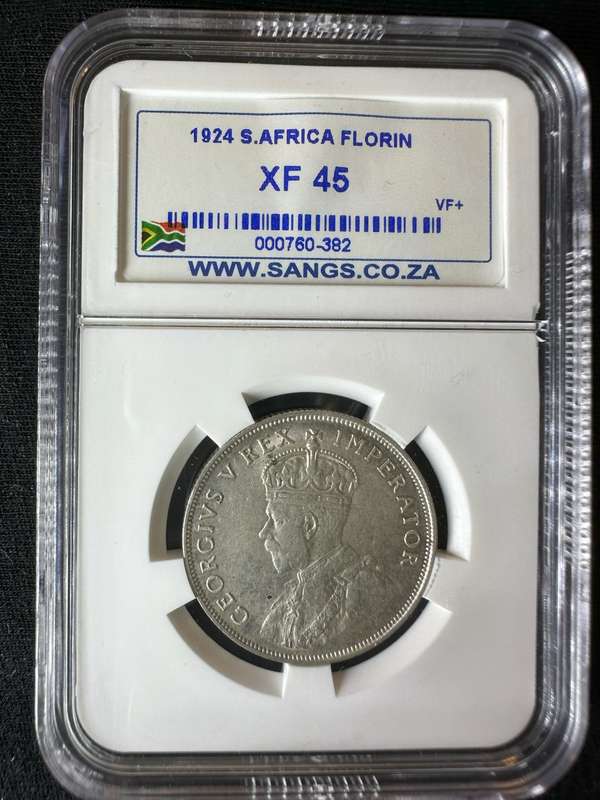 1924***2 Shilling***XF45***buy your coins graded