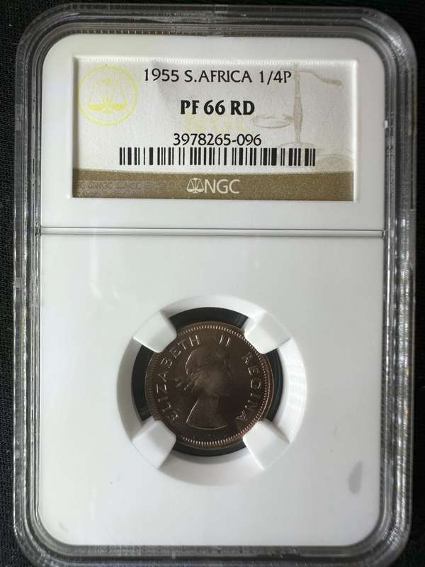 1955***1/4P***PF66RD***NGC graded rare red colour