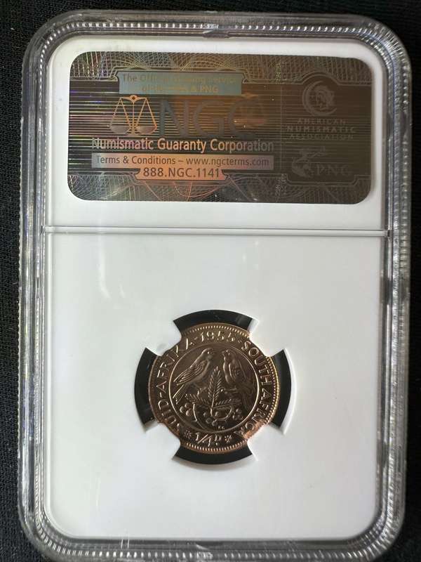 1955***1/4P***PF66RD***NGC graded rare red colour