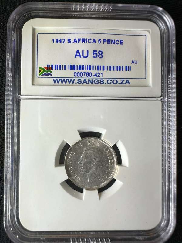 1942***6P***AU58***Sangs graded