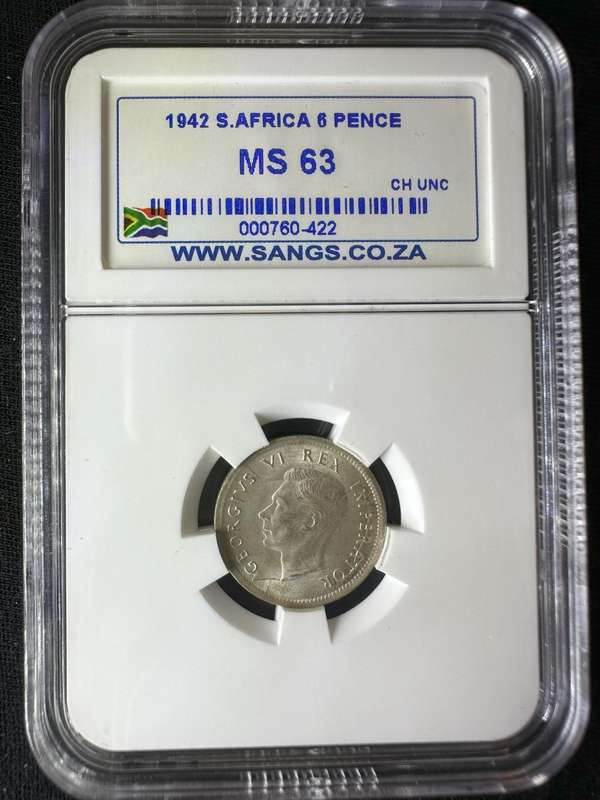 1942***6P***MS63***SANGS graded good grade