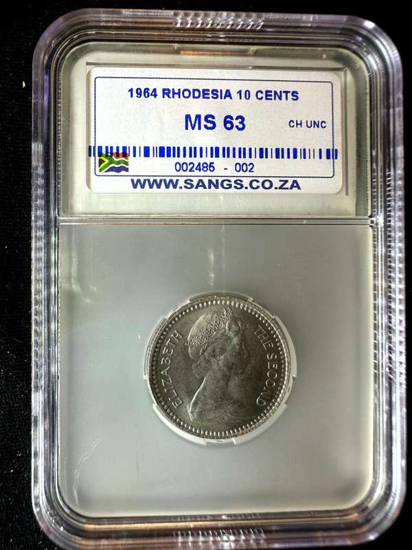 1964***Rhodesia 10c***MS63***SANGS