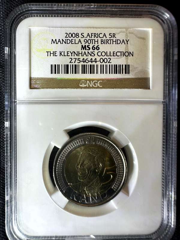 2008***R5 Mandela 90th Birthday***MS66***NGC Kleinhans collection