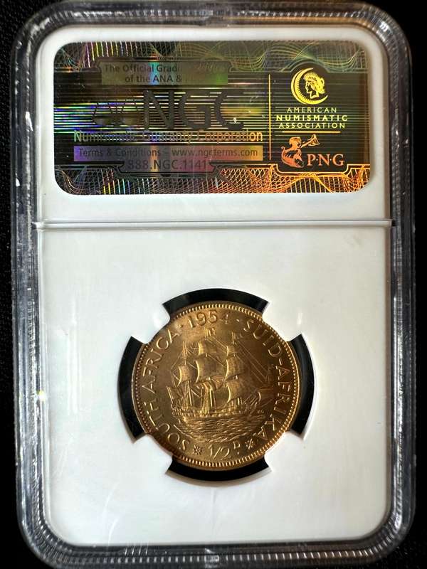 1954***1/2P***MS63RD***NGC scarcest colour