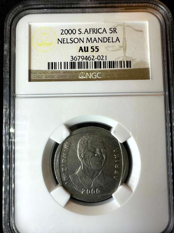 2000***R5 Smiling Mandela***Au55***NGC