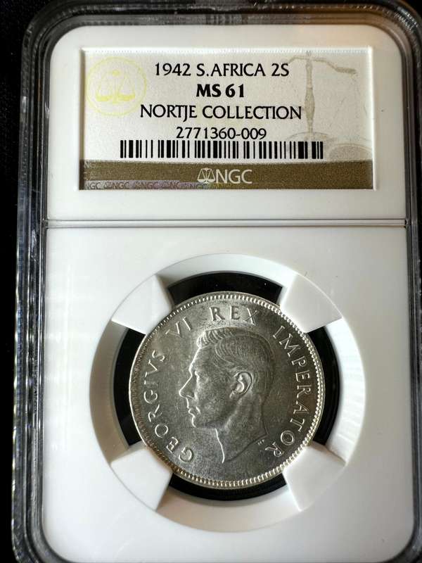 1942***2 Shilling***MS61***NGC the Nortje collection