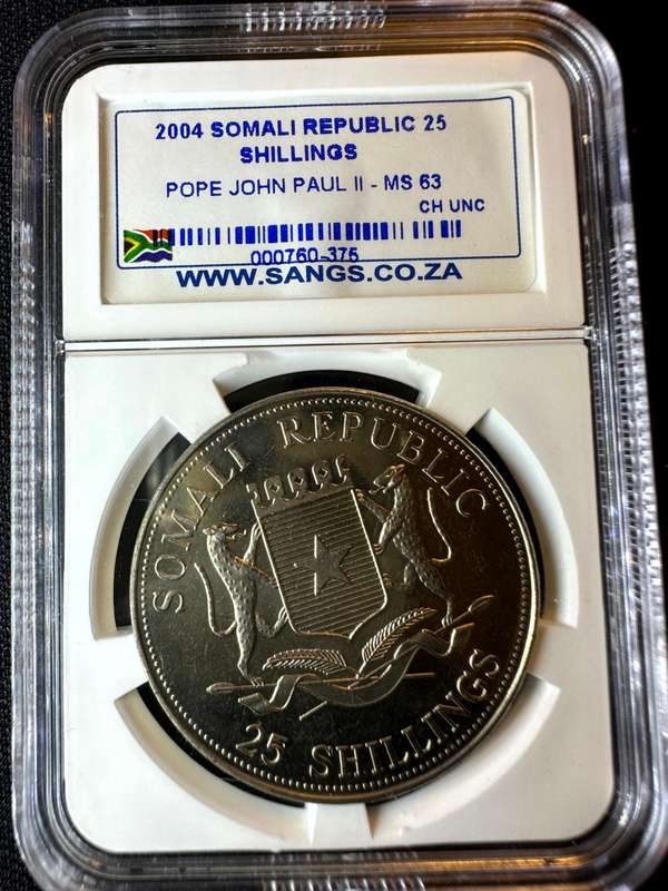 2004***Somalia 25 shilling Pope John Paul II***MS63***SANGS