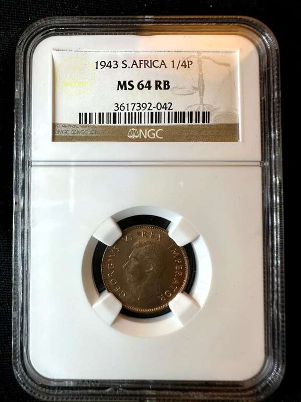 1943***1/4P***MS64RB***NGC