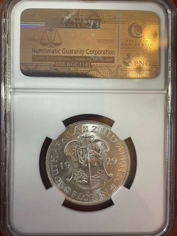 1929  ***  2 Shilling  ***  MS62  ***  truly remarkable clear field third highest grade