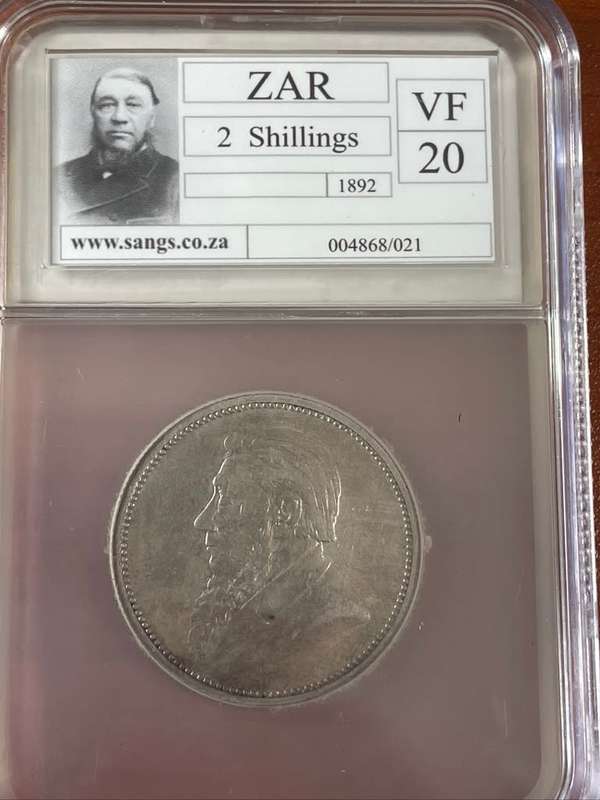 1892 *** 2 Shilling *** VF20 *** Buy coins graded