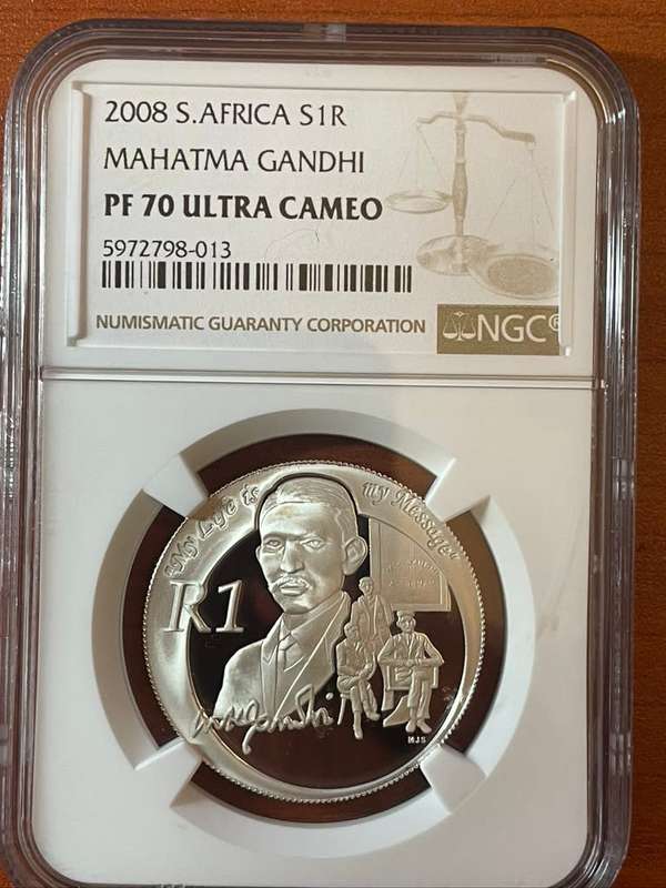 2008 Silver R1 PF70 Gandhi perfect grade collectible coin