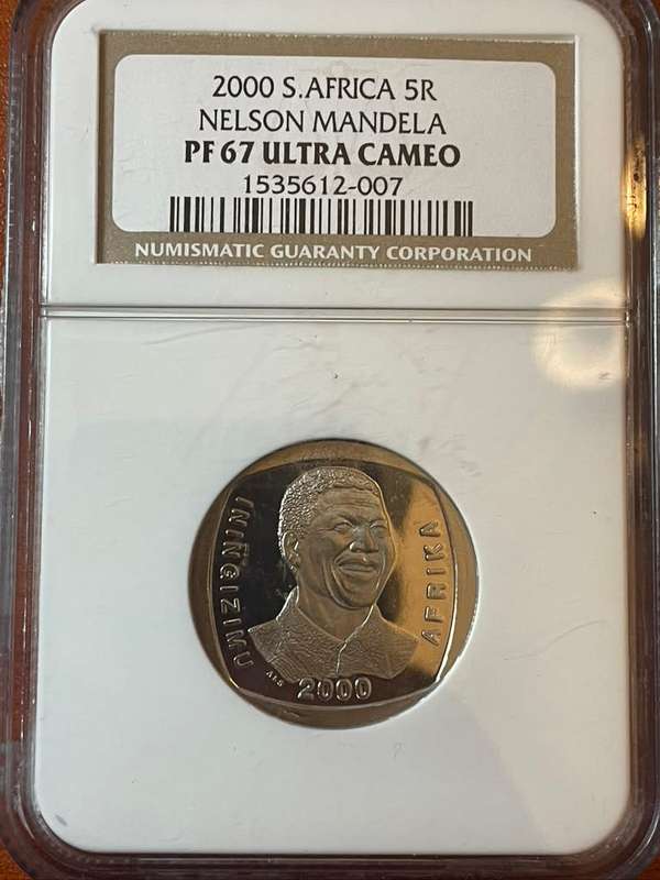 2000 R5 Mandela Smiley PF67 Top Coin