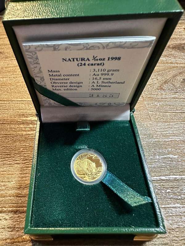 Natura LEOPARD 1998 - 1/10 ounce Gold - SCARCE, highly collectable, includes COA