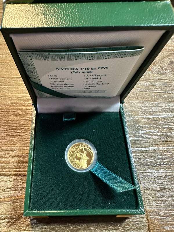Natura KUDU 1999 - 1/10 ounce Gold - SCARCE, highly collectable, includes COA