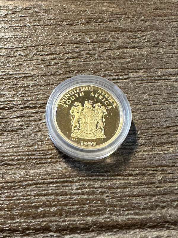 GOLD ONE RAND 1/10th ounce - 1999 ZULU WARRIOR - SCARCE - only 664 minted, highly collectable