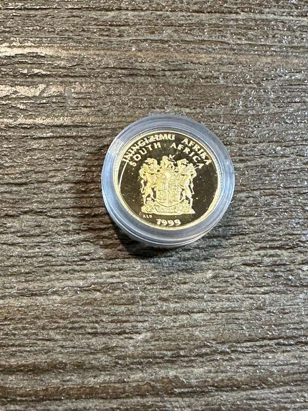 GOLD ONE RAND 1/10th ounce - 1999 ZULU WARRIOR - SCARCE - only 664 minted, highly collectable