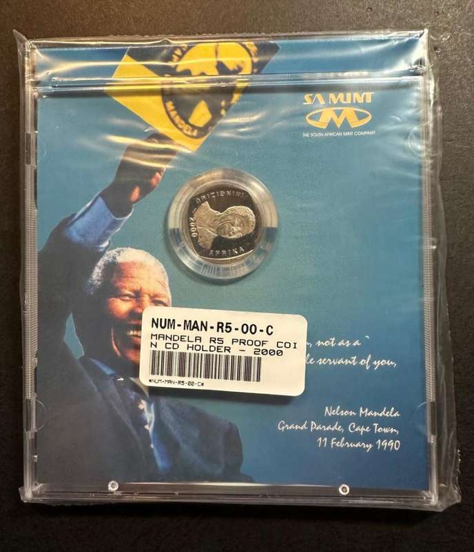Mandela Smiley 2000 R5 Proof Coin in CD Case and Capsule - Sealed by SAM