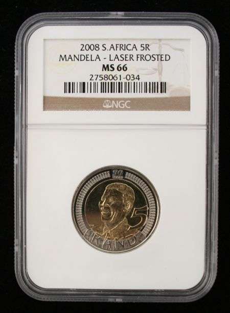 ***Laser-frosted MS66***Highest Grade !!! *** Birthday Mandela R5 ***LIMITED MINTAGE***