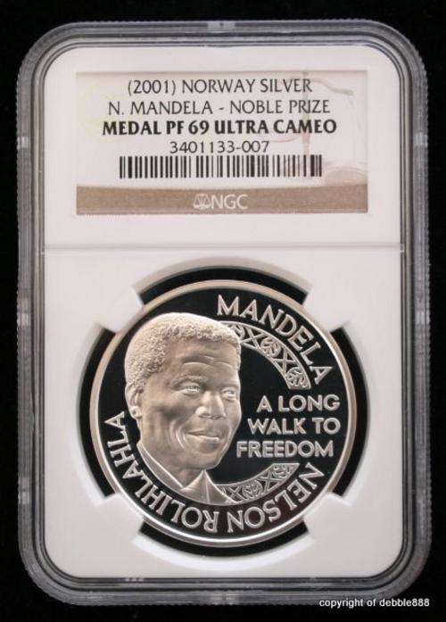 ***Highest Grade !!! *** PF69 Ultra Cameo Mandela Nobel Laureate Medallion *** Highest Grade !!! ***
