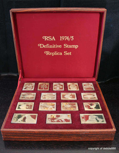 1974/5 DEFINITIVE STAMP REPLICA SET - in gold-plated Sterling Silver !!! Total Silver - 542.5 grams