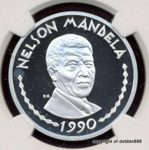 !!! RWANDA Silver 100 Francs 1990 - PF67 Ultra Cameo - Nelson Mandela *** !!!