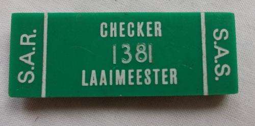 ORIGINAL SOUTH AFRICAN RAILWAYS BADGE - CHECKER/LAAIMEESTER ***R1 START*** NO RESERVE!!!