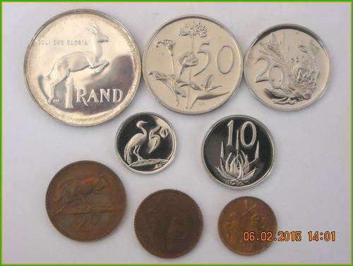 Complete Set of 1977 Proof Coins - R1, 50c,20c, 10c, 5c, 2c, 1c and 1/2c