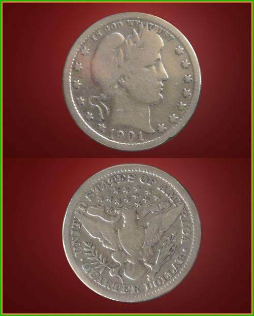 1901 Silver 1/4 Barber Dollar