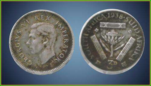 1938 SA Union 3 Pence (3d) # SANGS Vf 20 #