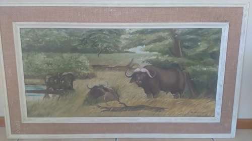 Majestic oil on board of a wildlife scene signed by the artist