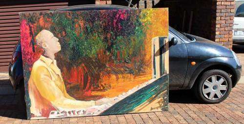 GREAT OPPORTUNITY: Huge painting of pianist by Glenfiddich Artist in Residence Godfrey Majadibodu