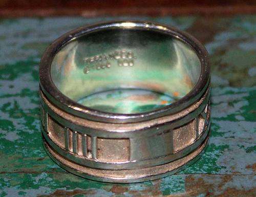 Beautiful! Tiffany & Co. Sterling Silver Atlas Roman Numeral Wide Band Ring.