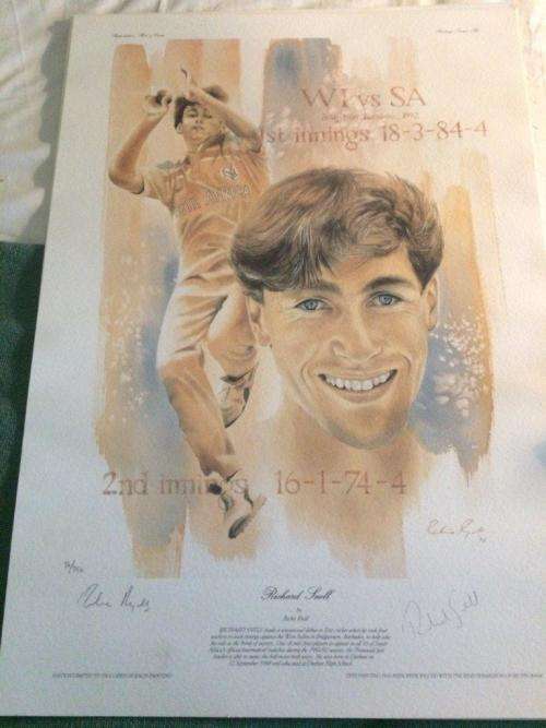 WORLD CUP HEROES 1992 WORLD CUP ONE OF A SET OF 4 SIGNED PRINTS BY RICHIE RYALL OF RICHARD SNELL