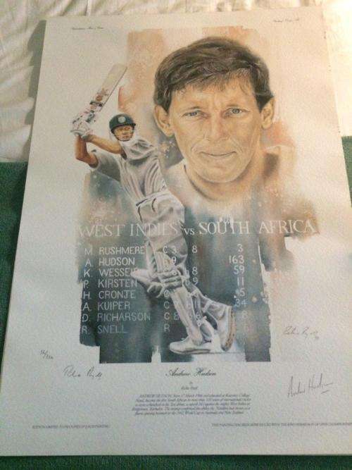 WORLD CUP HEROES 1992 WORLD CUP ONE OF A SET OF 4 SIGNED PRINTS BY RICHIE RYALL ANDREW HUDSON