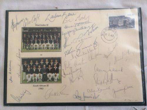HIGHLY UNIQUE SOUTH AFRICA VS WEST INDIES CRICKET "TEST" REBEL TOUR 1983 SIGNED DATED ENVELOPE