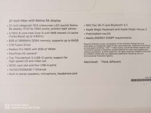 Apple iMac 27-inch 5K display 6Core- i5 New