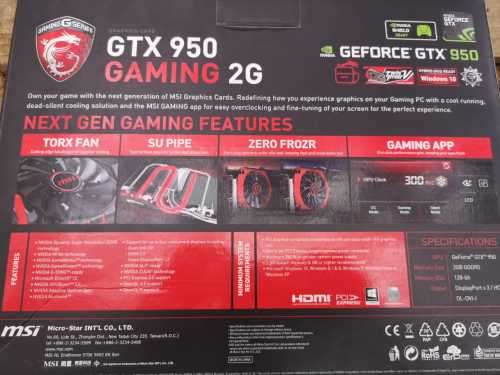 MSI - GTX950 Gaming 2G Graphics card