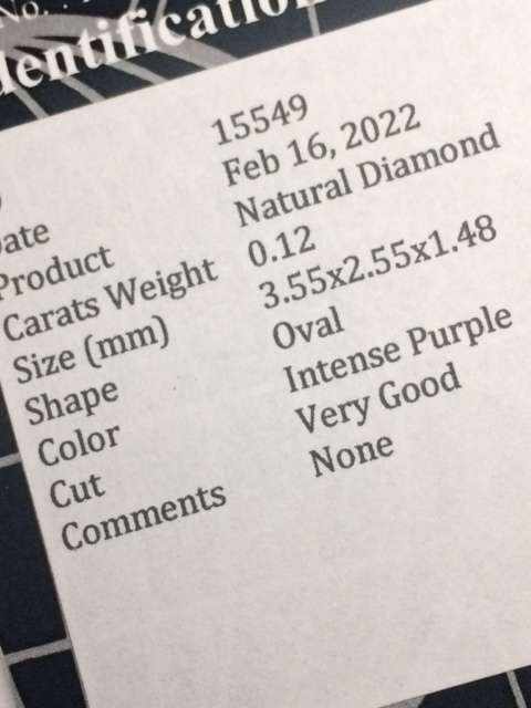 Natural 0.12 Ct Argyle  Purple Diamond ( Certified )