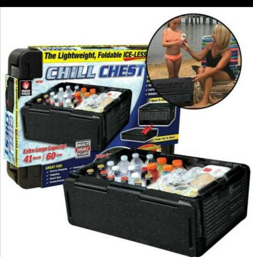 CHILL CHEST FOLDABLE PORTABLE NO ICE CAN COLD DRINK TRAVEL COOLER PICNIC BOX CAR