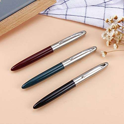 Hero - Original Fountain Pen Iridium Tipped Nib Silver Cap- Black, Green, Maroon Color - Set of 3