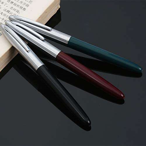 Hero - Original Fountain Pen Iridium Tipped Nib Silver Cap- Black, Green, Maroon Color - Set of 3