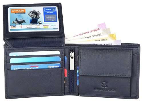 Napa Hide genuine Leather Men`s Wallet (Blue)